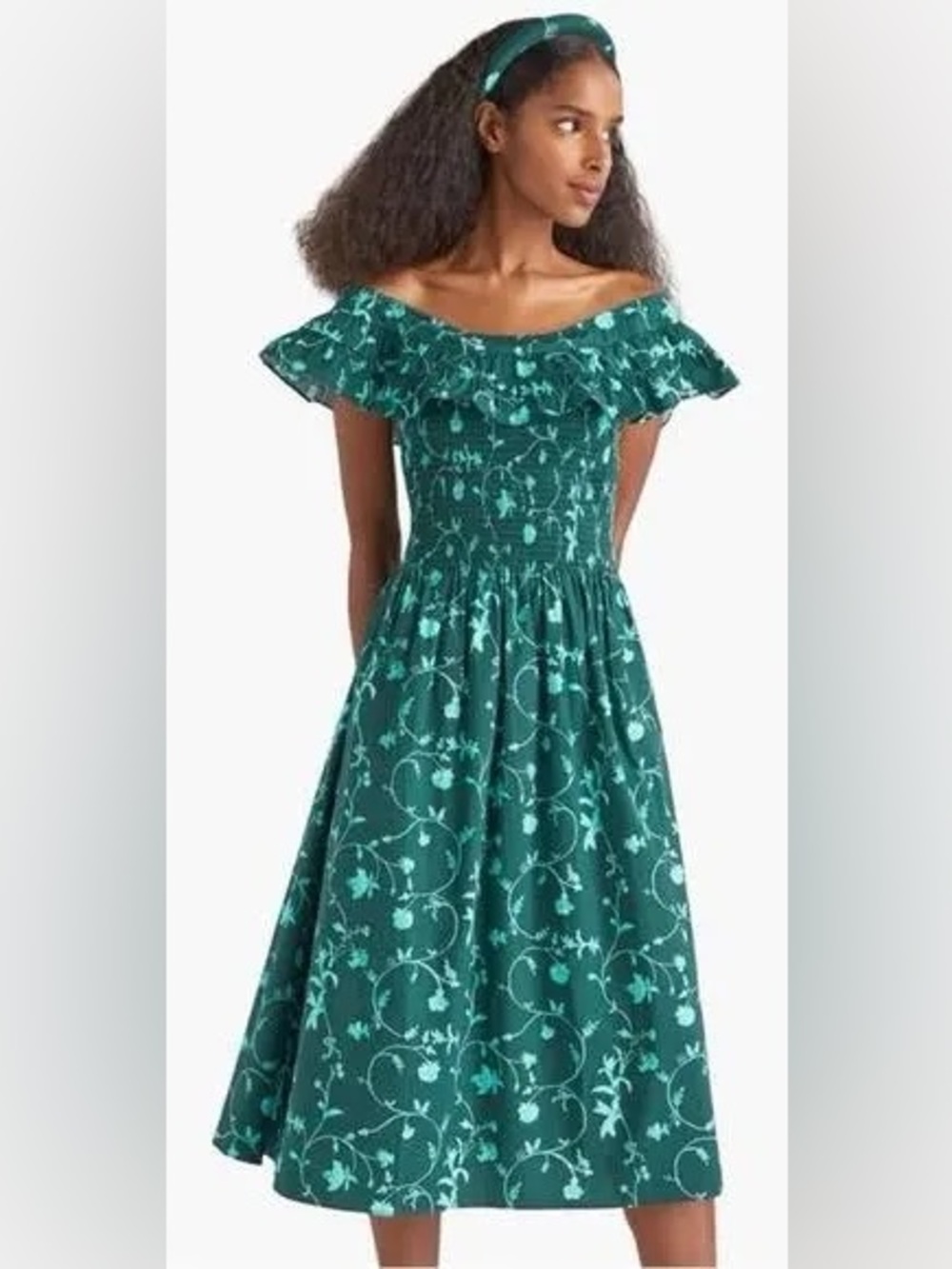 Hill House Akilah The Nap Dress Emerald Botanical Print XS